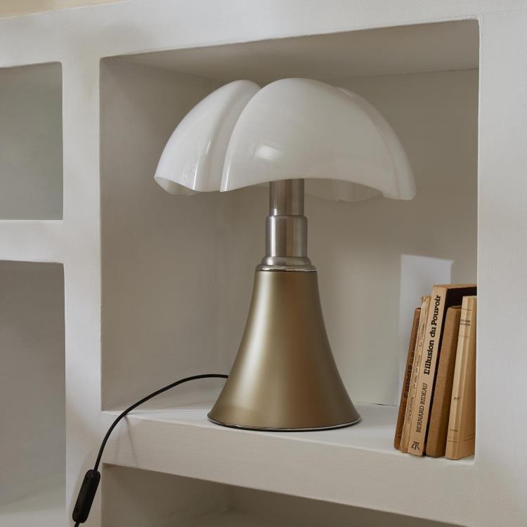 Lampe Dimmer LED pied télescopique H50-62cm PIPISTRELLO MEDIUM Sable Doré