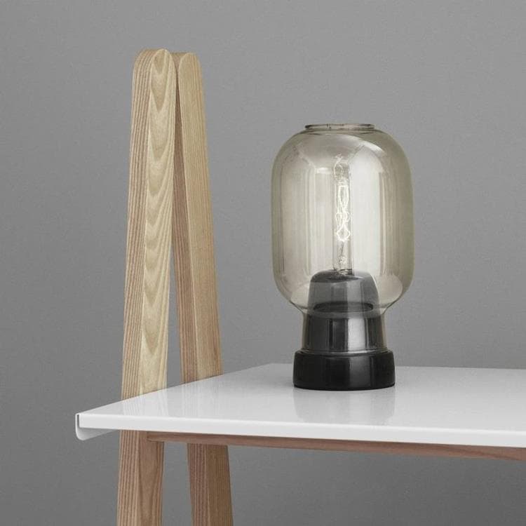 Lampe de table Verre/Marbre H26,5cm AMP verre fumé noir