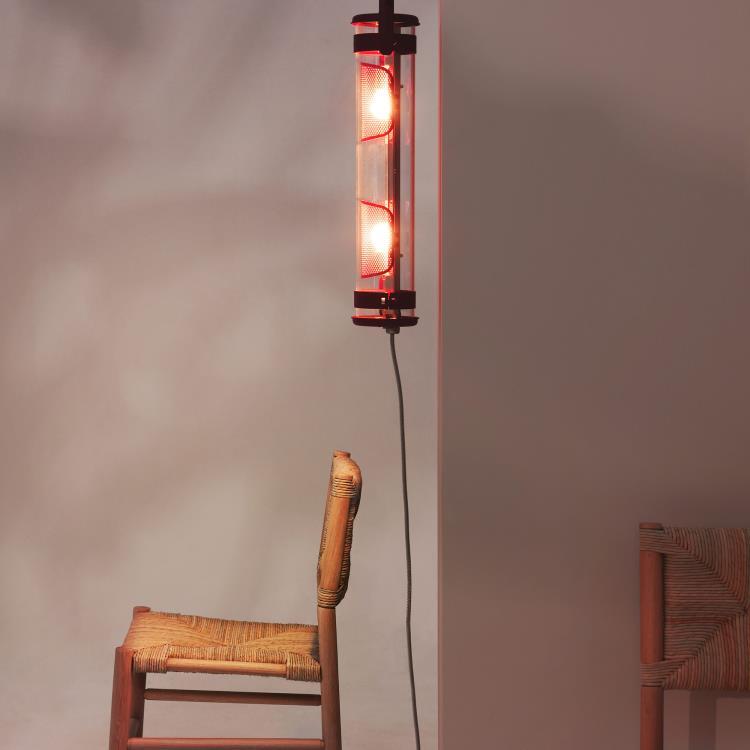 Lampe baladeuse d'extérieur 2 Lumières H67cm BALKE rouge marsala argenté