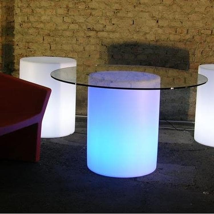 Table lumineuse Verre/Polyéthylène Ø120cm ARTHUR Blanc