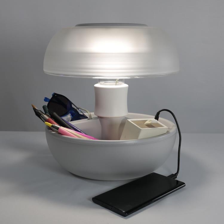 Lampe avec port USB Multifonction Translucide H27cm JOYO Blanc