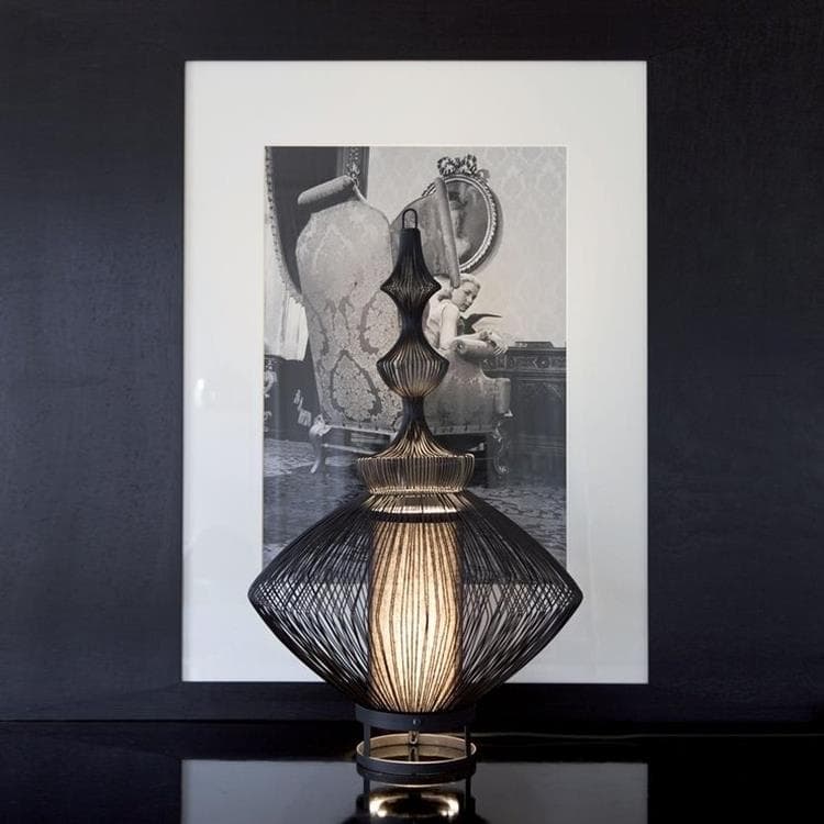 Lampe à poser Métal Filaire & Coton H62cm OPIUM Noir