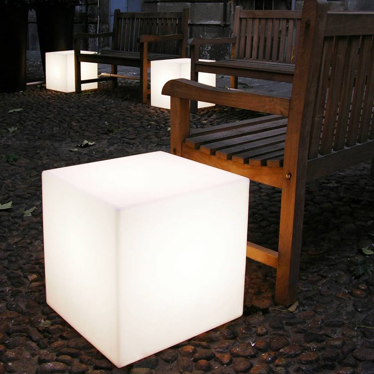Cube lumineux d'extérieur H43cm CUBO Blanc