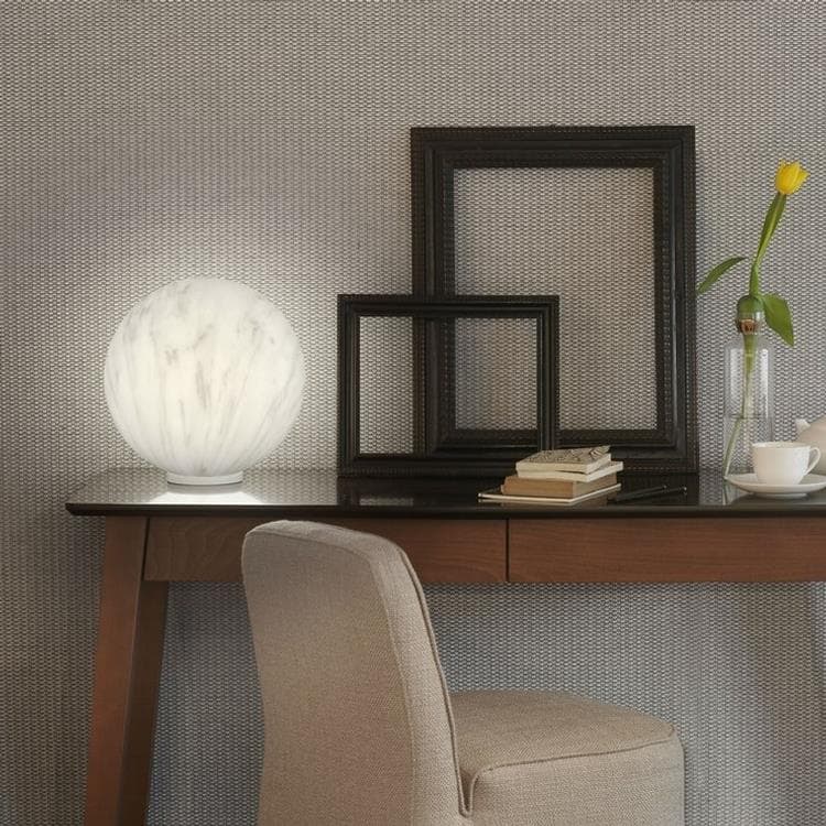 Lampe à poser effet marbre Polyéthylène Ø30cm MINERAL Blanc