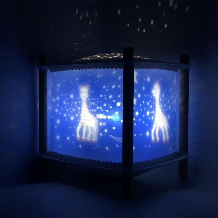 Veilleuse Lanterne LED Connectée avec projection d'étoiles H18.5cm LANTERNE 2.0 SOPHIE LA GIRAFE Bleu