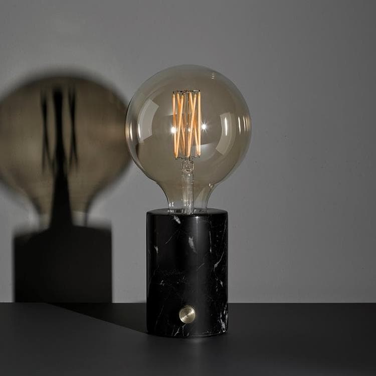 Lampe à poser variateur ampoule LED Globe Filament Marbre H25.5cm ORBIS marbre noir