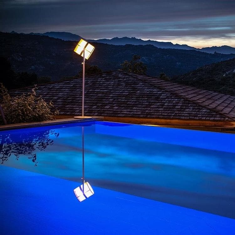 Lampadaire d'extérieur LED solaire Aluminium/Textile outdoor H140-170cm PARIS Blanc/Taupe