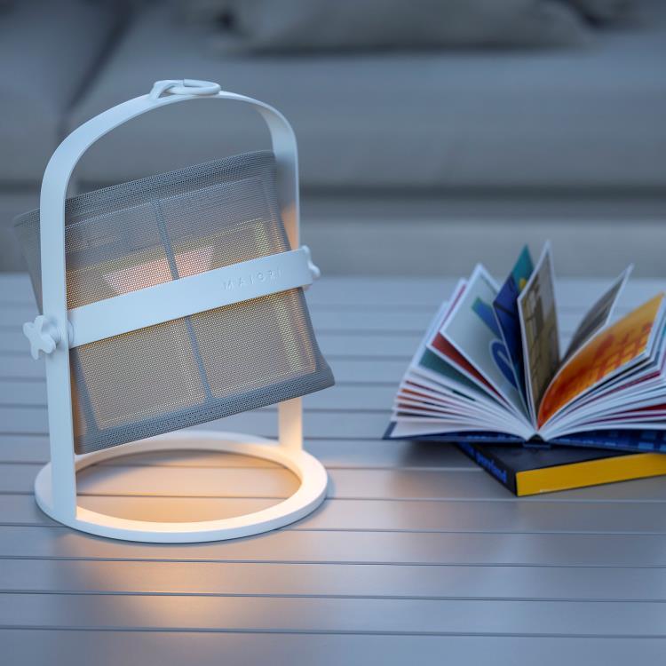 Lampe à poser / Lanterne d'extérieur LED solaire Aluminium/Textile outdoor H36cm PETITE Blanc/Blanc