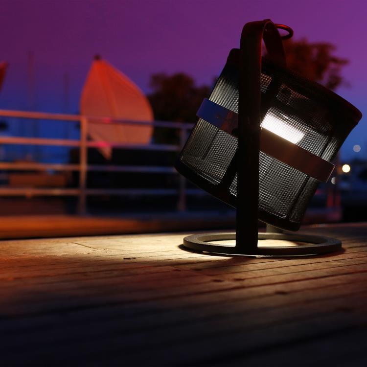 Lampe à poser / Lanterne d'extérieur LED solaire Aluminium/Textile outdoor H36cm PETITE Noir Charbon/Noir Charbon