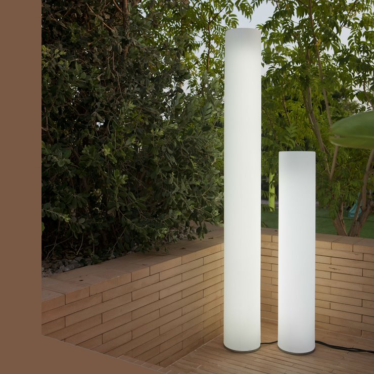 Lampadaire d'extérieur / Colonne lumineuse LED RGB rechargeable H102cm FITY Blanc