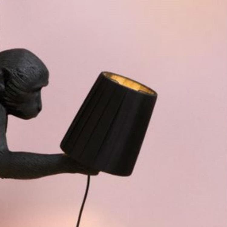 Lampe à poser d'extérieur Singe debout avec abat-jour H54cm MONKEY Noir
