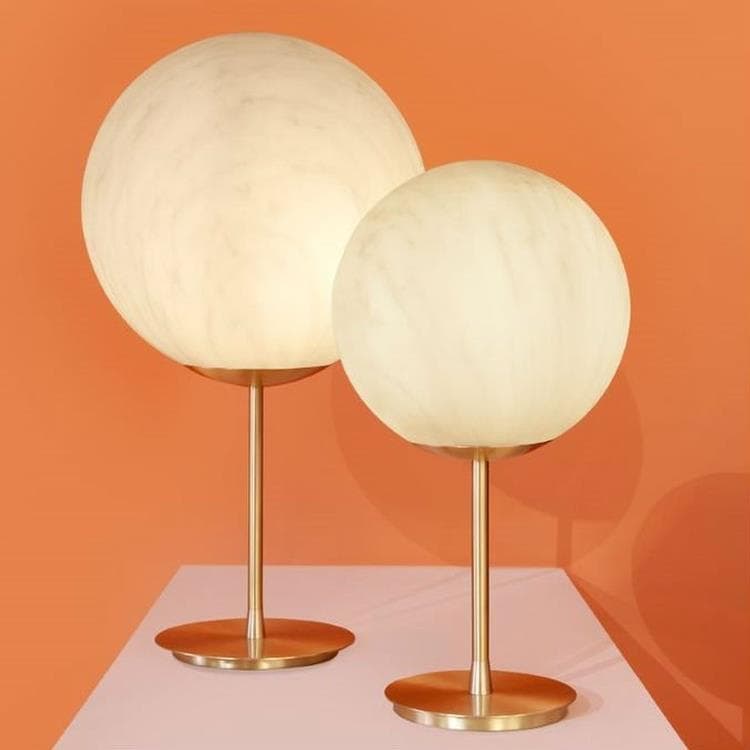 Lampe à poser effet marbre Polyéthylène/Laiton H55cm MINERAL marbre blanc
