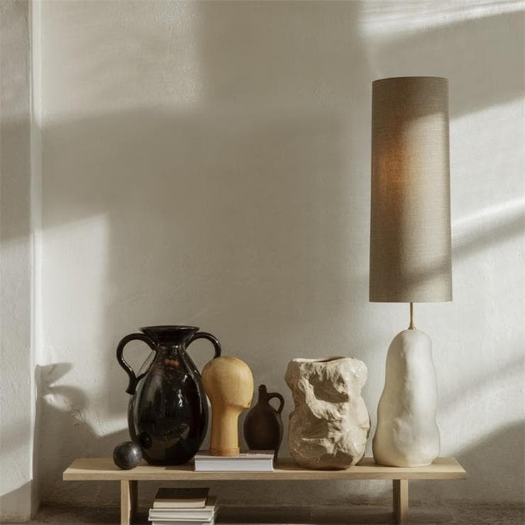 Lampe à poser avec variateur Céramique/Textile H128cm HEBE Blanc