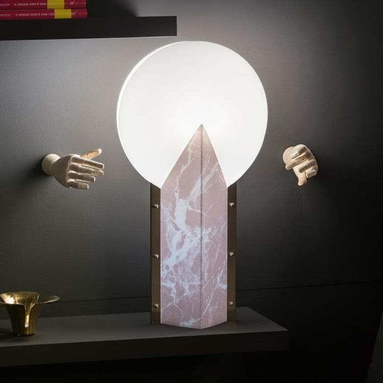 Lampe en Opalflex® effet marbre H57cm MOON Rose