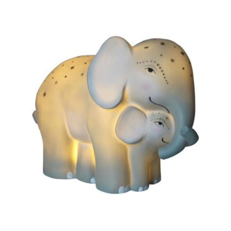 Lampe à poser LED éléphants Résine H15.5cm BABY AND MUM ELEPHANT gris