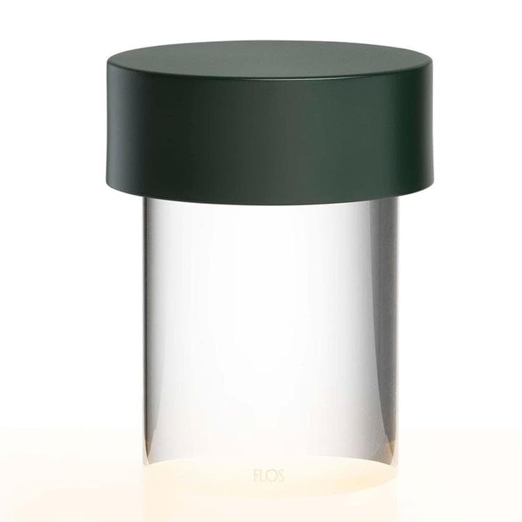 Lampe à poser d'extérieur LED sans fil en Verre Transparent avec variateur H14cm LAST ORDER vert mat