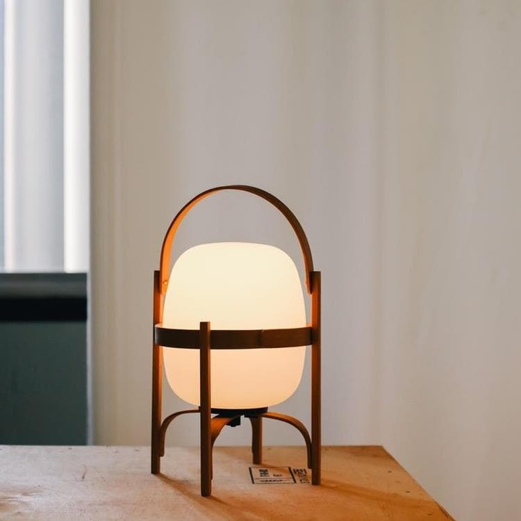 Lampe LED nomade bois et verre H36cm CESTITA Bois
