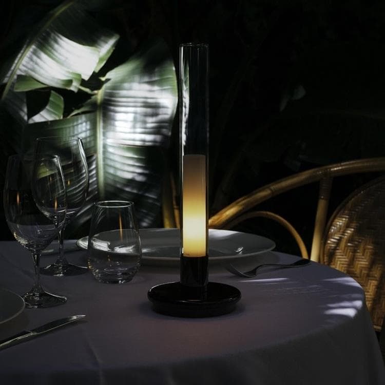 Lampe d'extérieur LED nomade métal et verre H35,5cm SYLVESTRINA Noir brillant