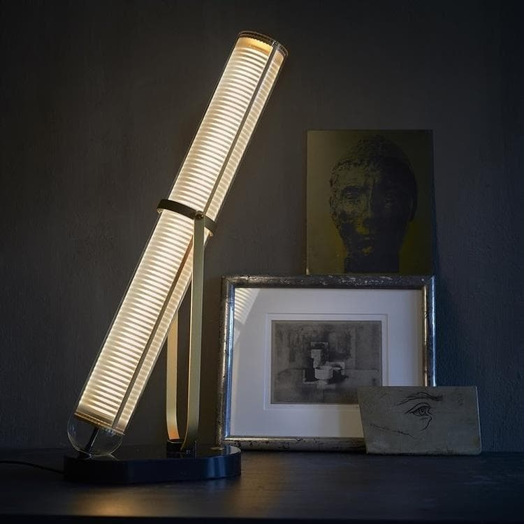 Lampe à poser LED dimmable Marbre/Verre H65cm FRECHIN doré noir