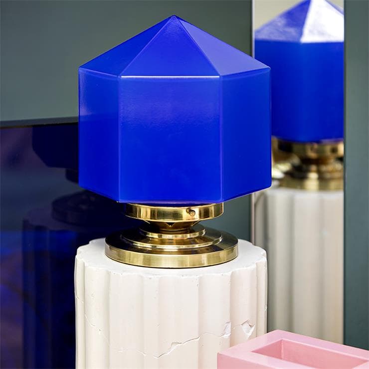 Lampe à poser Verre/Laiton H26cm ETERNELLE Bleu