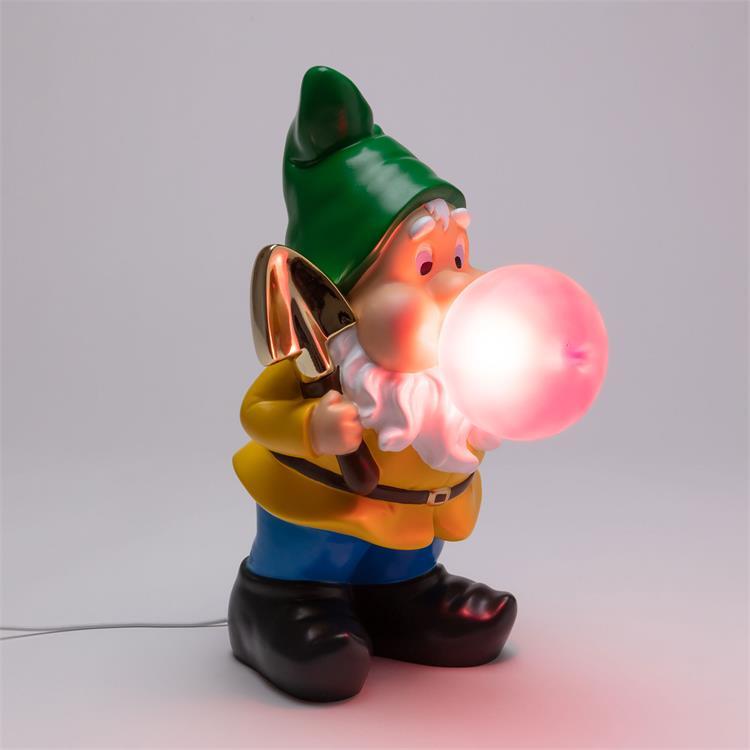Lampe à poser nain de jardin USB H42cm GUMMY WORKING Multicolore