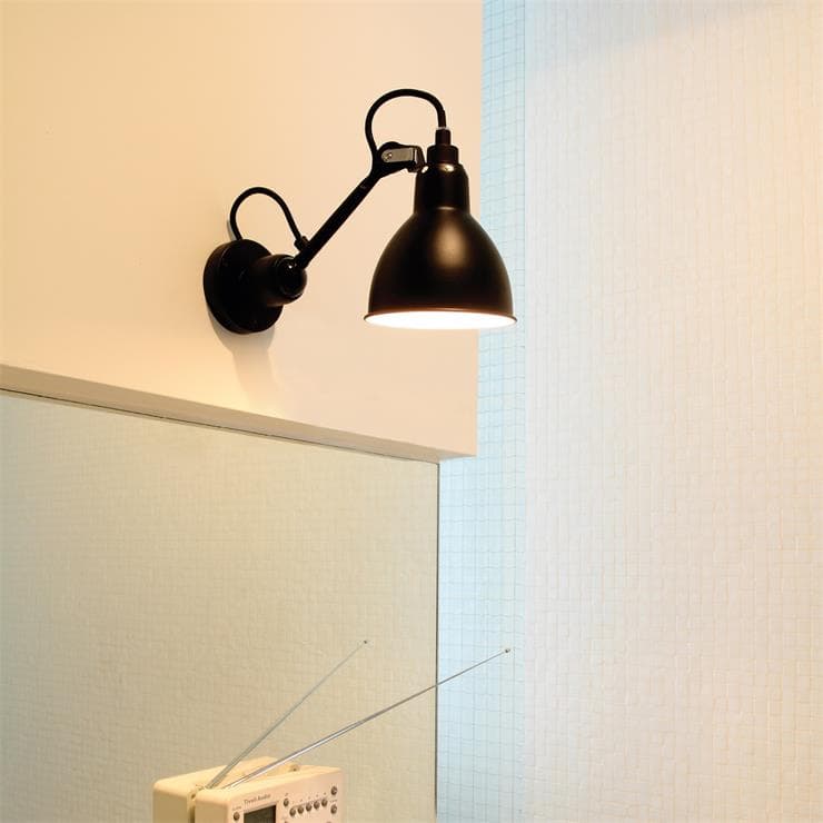 Applique avec prise et interrupteur Noir L15cm Lampe Gras N°304 noir intérieur blanc