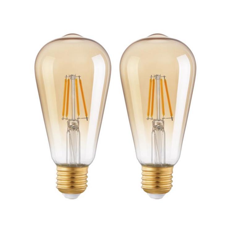 Lot de 2 ampoules LED filament Edison E27 Ø6,4cm 2200K 4W = 40W 300 Lumens EGLO 