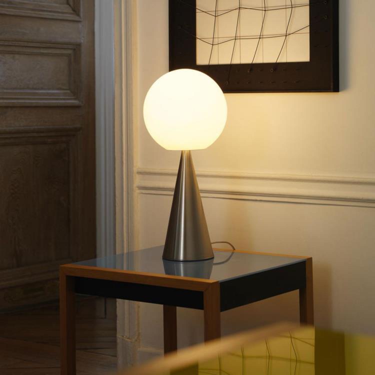 Lampe de table avec variateur Verre/Métal H43cm BILIA nickel