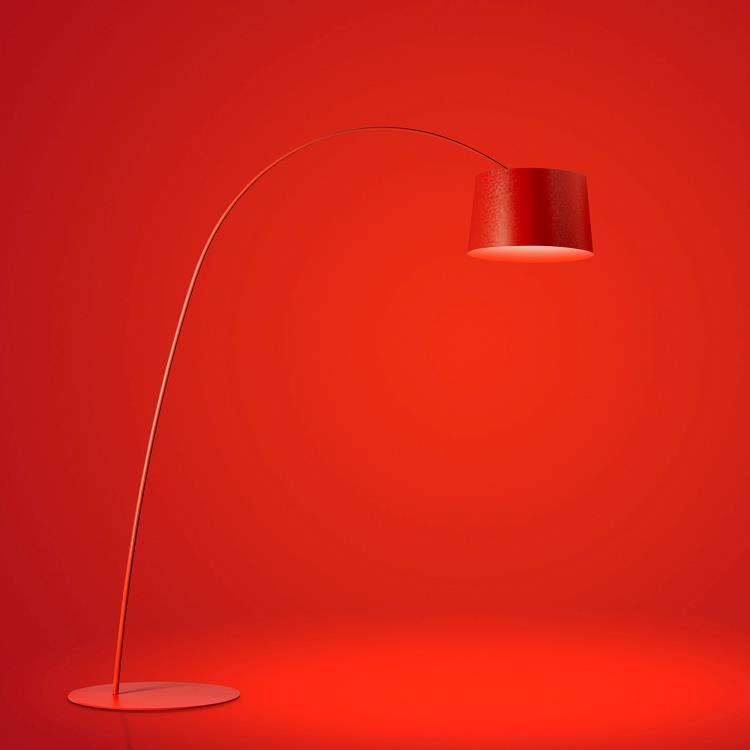 Lampadaire Arc LED H215cm TWIGGY rouge vermillon